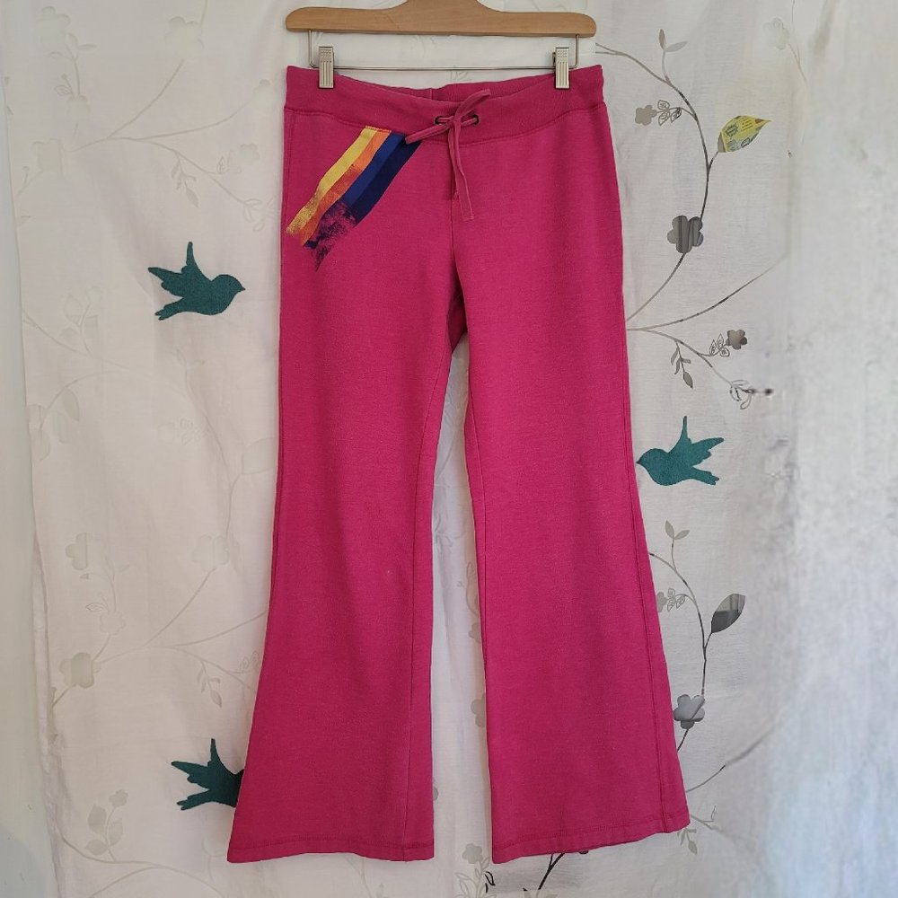 Jenni by Jennifer Moore Distressed pink rainbow lounge pants size medium